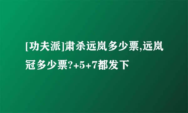 [功夫派]肃杀远岚多少票,远岚冠多少票?+5+7都发下