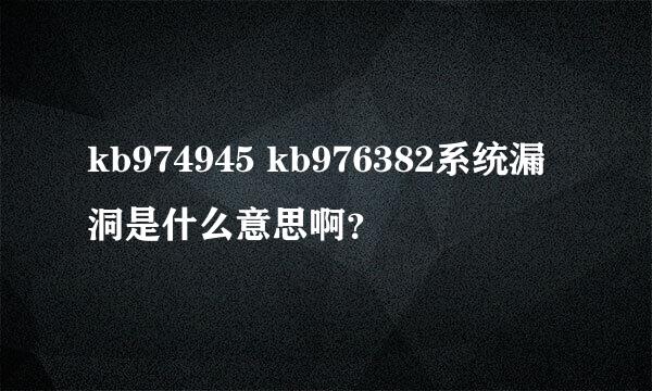 kb974945 kb976382系统漏洞是什么意思啊？