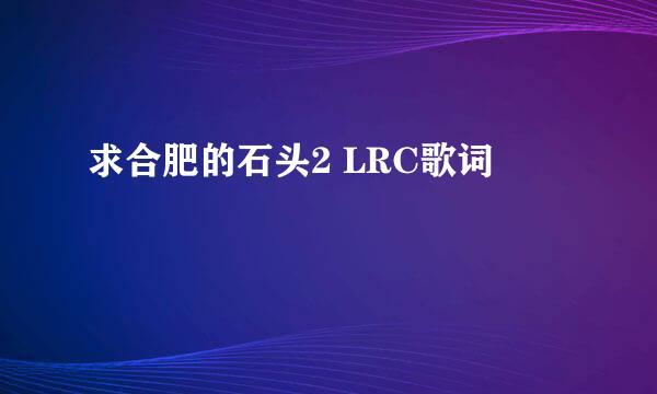 求合肥的石头2 LRC歌词