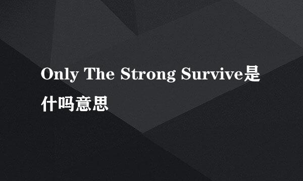 Only The Strong Survive是什吗意思