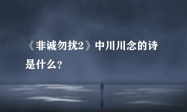 《非诚勿扰2》中川川念的诗是什么？