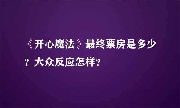 《开心魔法》最终票房是多少？大众反应怎样？