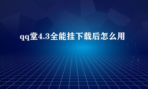 qq堂4.3全能挂下载后怎么用