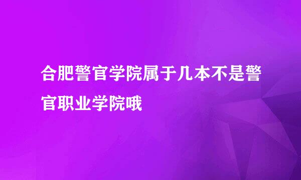 合肥警官学院属于几本不是警官职业学院哦