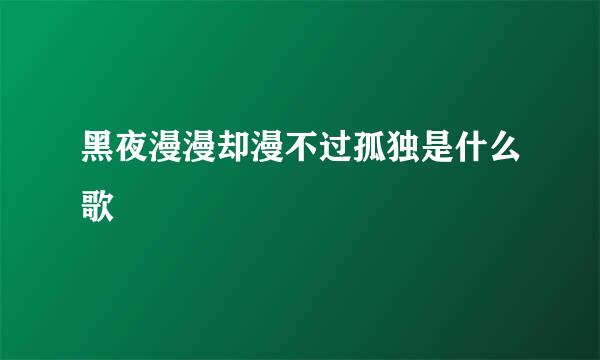 黑夜漫漫却漫不过孤独是什么歌