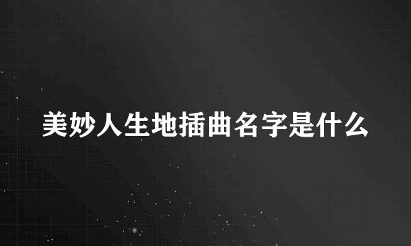 美妙人生地插曲名字是什么