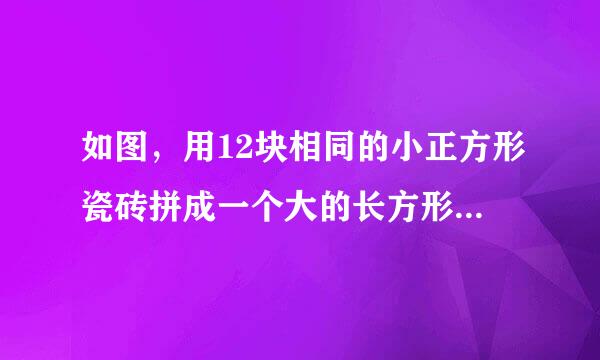 如图，用12块相同的小正方形瓷砖拼成一个大的长方形，则每个小长方形瓷砖的面积是。