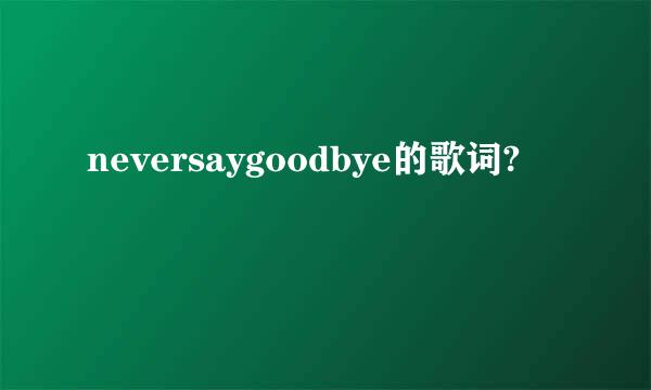 neversaygoodbye的歌词?