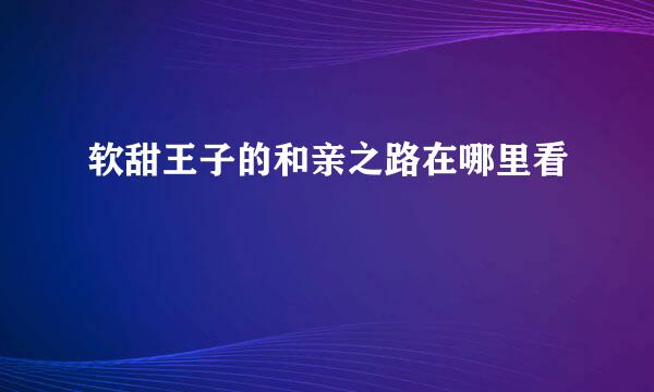 软甜王子的和亲之路在哪里看