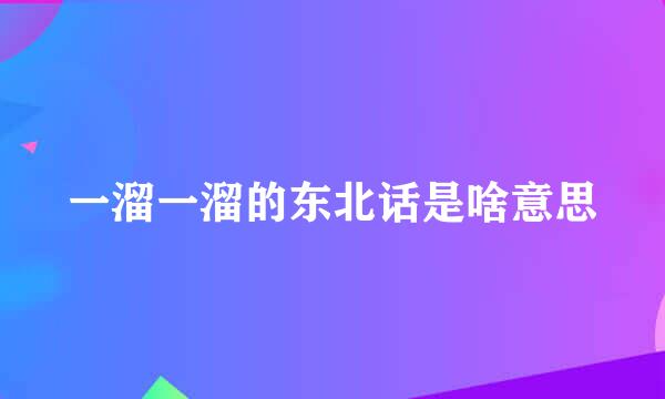 一溜一溜的东北话是啥意思