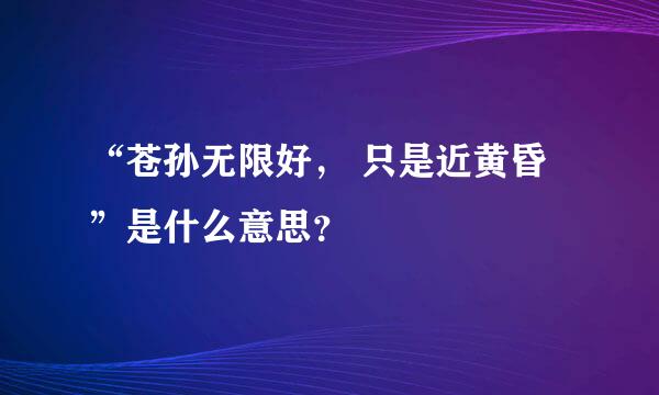 “苍孙无限好， 只是近黄昏”是什么意思？