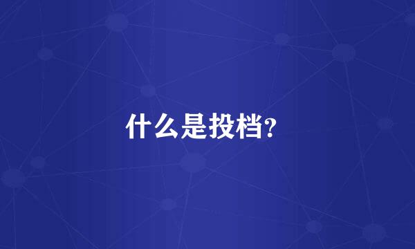 什么是投档？