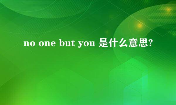 no one but you 是什么意思?