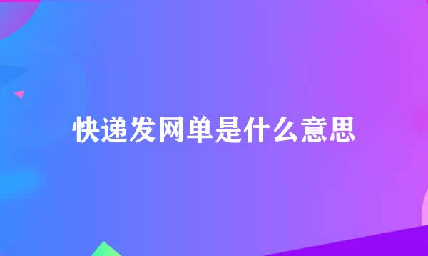 快递发网单是什么意思