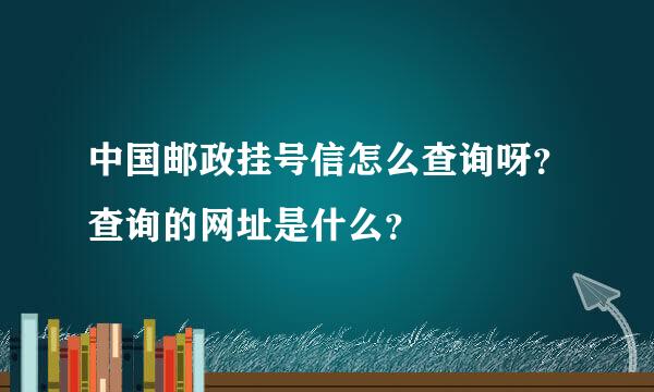 中国邮政挂号信怎么查询呀？查询的网址是什么？