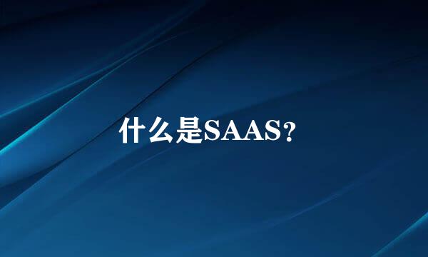 什么是SAAS？