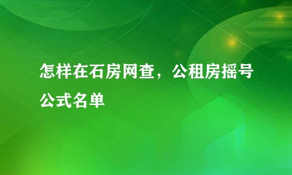 怎样在石房网查，公租房摇号公式名单