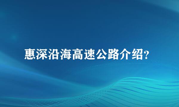 惠深沿海高速公路介绍？