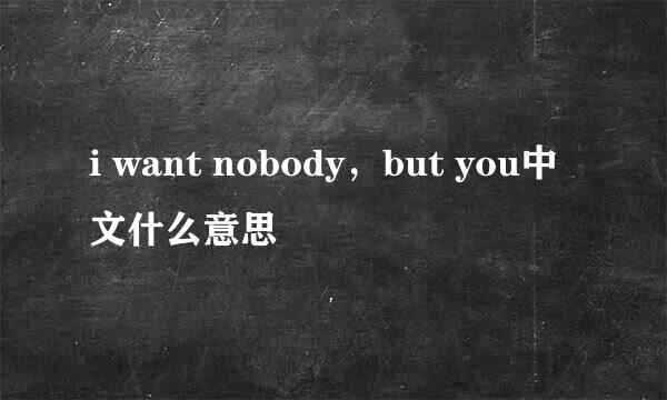 i want nobody，but you中文什么意思