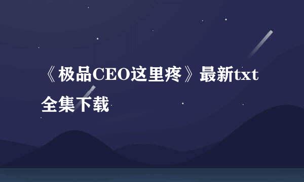 《极品CEO这里疼》最新txt全集下载