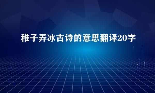 稚子弄冰古诗的意思翻译20字