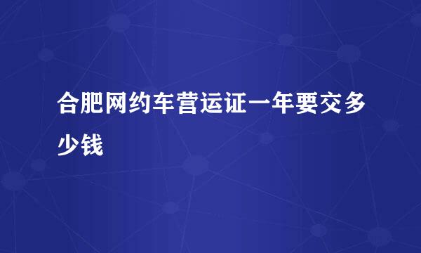 合肥网约车营运证一年要交多少钱