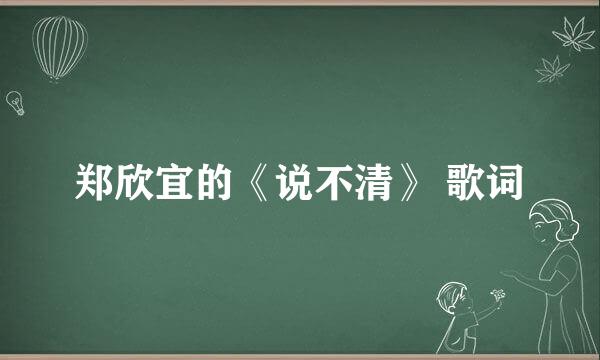 郑欣宜的《说不清》 歌词