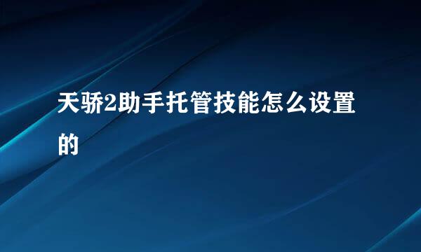 天骄2助手托管技能怎么设置的