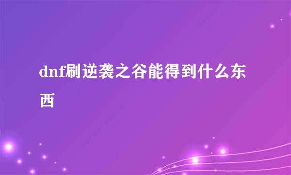 dnf刷逆袭之谷能得到什么东西