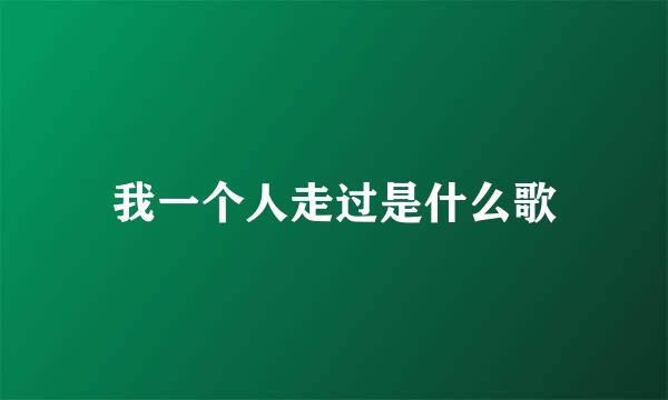 我一个人走过是什么歌