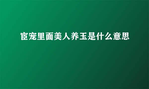 宦宠里面美人养玉是什么意思