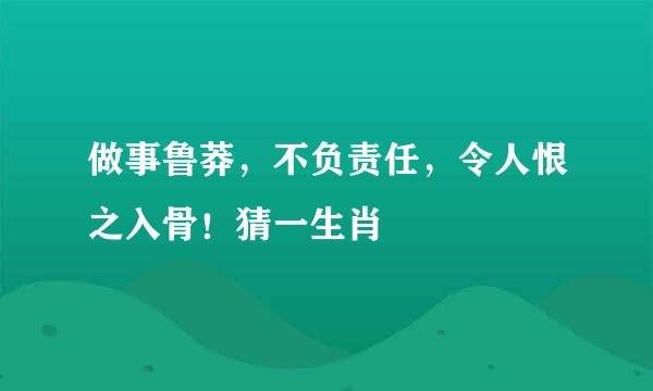 做事鲁莽，不负责任，令人恨之入骨！猜一生肖