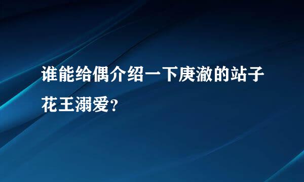 谁能给偶介绍一下庚澈的站子花王溺爱？