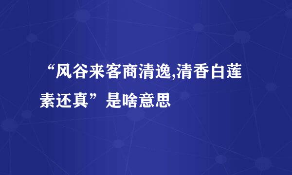 “风谷来客商清逸,清香白莲素还真”是啥意思