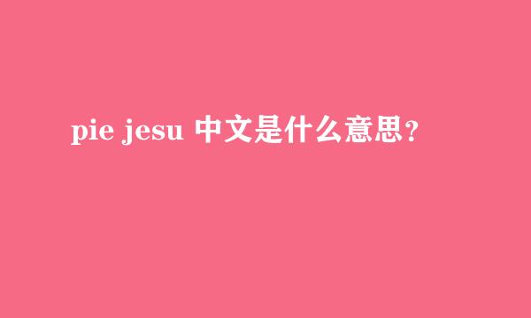 pie jesu 中文是什么意思？