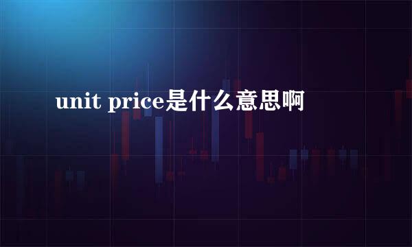 unit price是什么意思啊