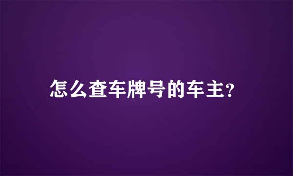 怎么查车牌号的车主？