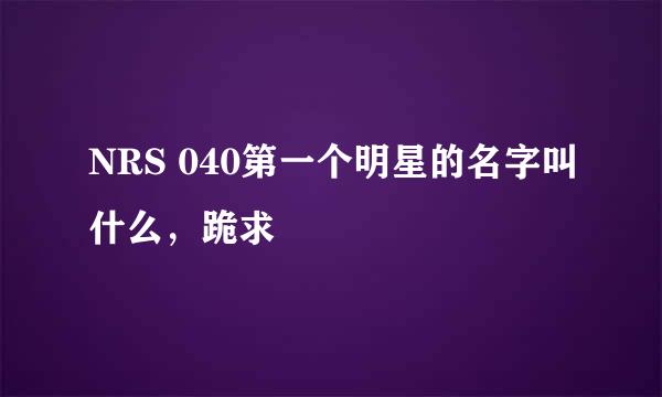 NRS 040第一个明星的名字叫什么，跪求