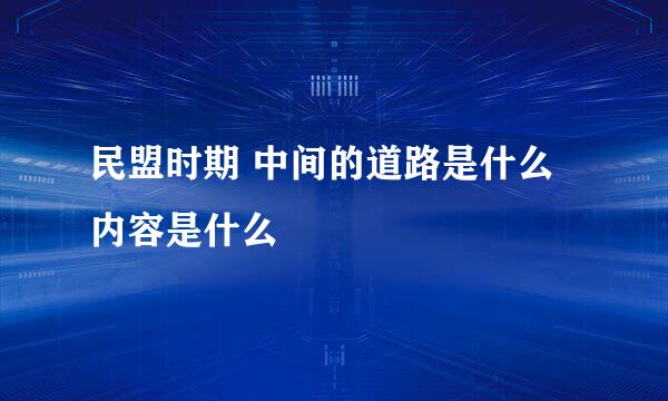 民盟时期 中间的道路是什么 内容是什么