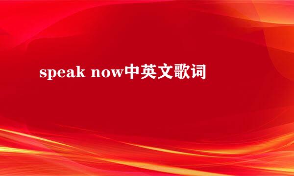 speak now中英文歌词