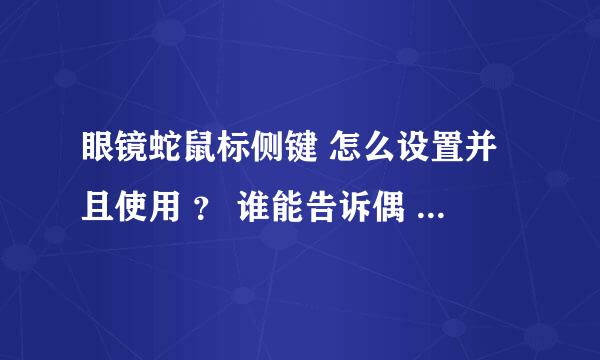 眼镜蛇鼠标侧键 怎么设置并且使用 ？ 谁能告诉偶 不要复制 复制一律拜拜。。是自己用过的