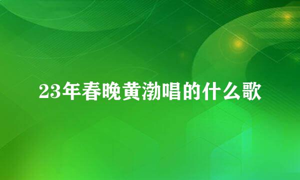 23年春晚黄渤唱的什么歌