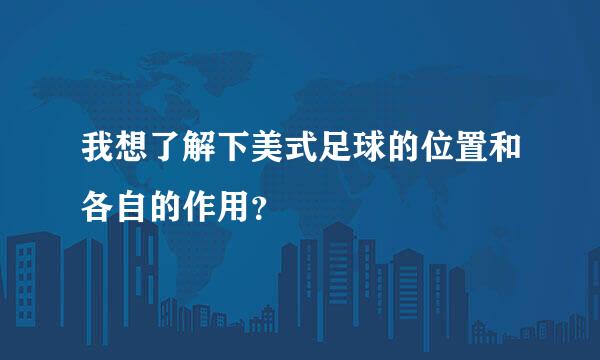 我想了解下美式足球的位置和各自的作用？