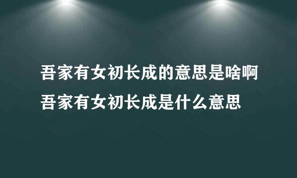 吾家有女初长成的意思是啥啊吾家有女初长成是什么意思