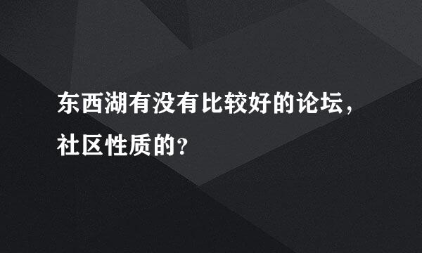 东西湖有没有比较好的论坛，社区性质的？