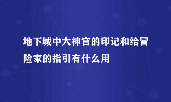 地下城中大神官的印记和给冒险家的指引有什么用