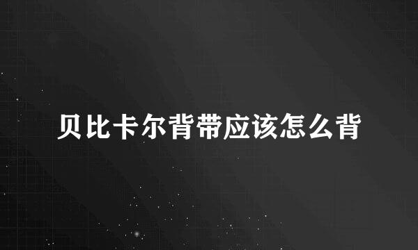 贝比卡尔背带应该怎么背