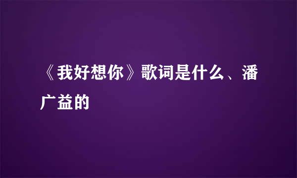 《我好想你》歌词是什么、潘广益的