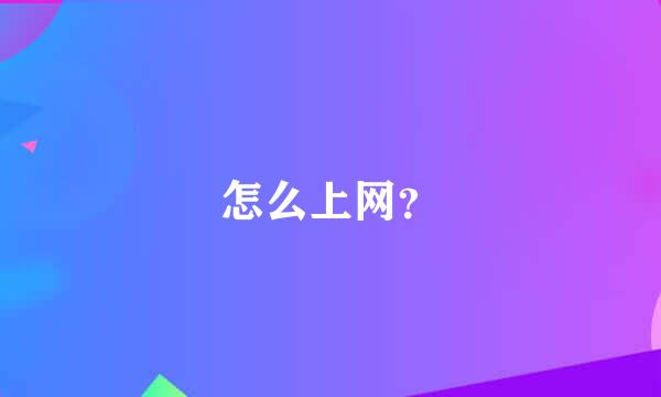 怎么上网？