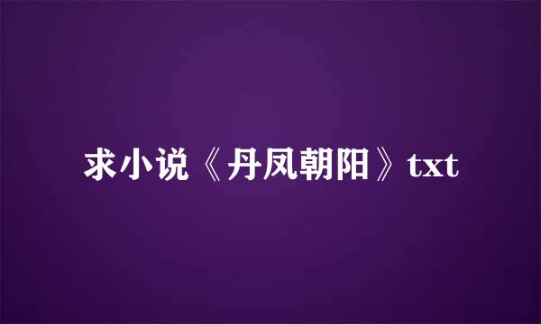 求小说《丹凤朝阳》txt